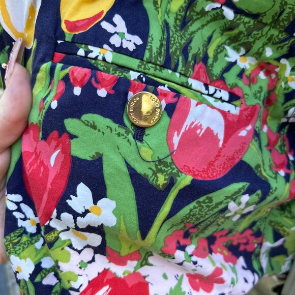Tory Burch Tulip Print Bermuda Shorts Size 6 Floral Spring Chic - Picture 10 of 16
